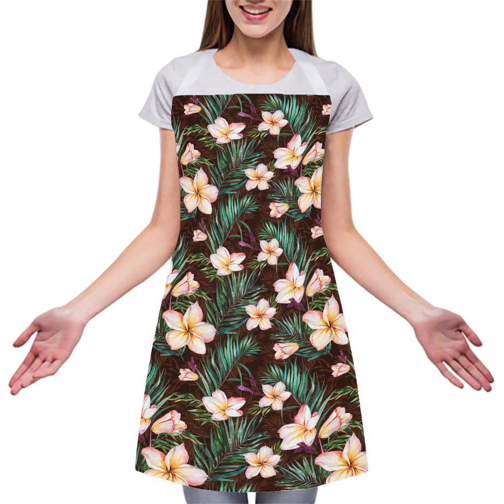 Tropical Frangipani Flower Print Adjustable Apron