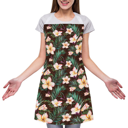 Tropical Frangipani Flower Print Adjustable Apron