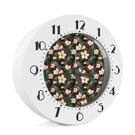 Tropical Frangipani Flower Print Alarm Clock