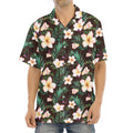 Tropical Frangipani Flower Print Aloha Shirt