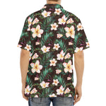 Tropical Frangipani Flower Print Aloha Shirt