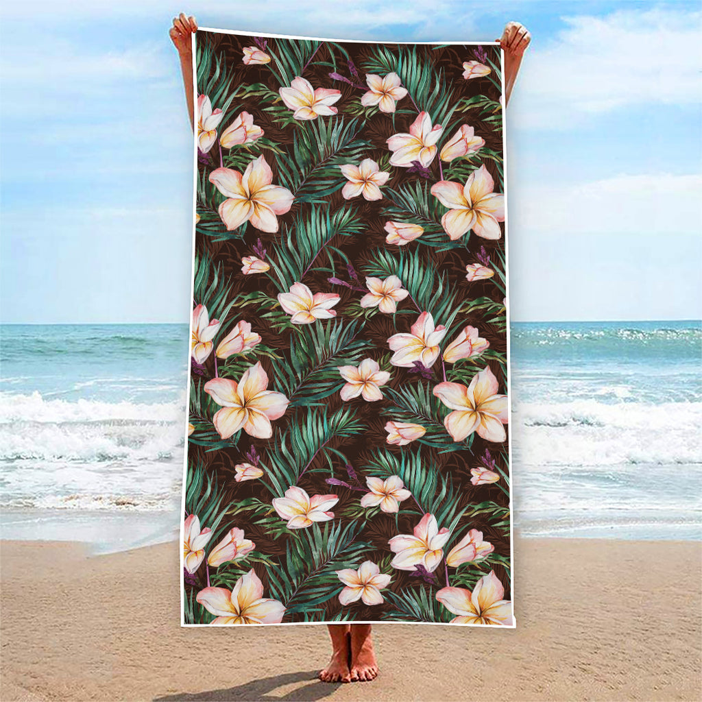 Tropical Frangipani Flower Print Beach Towel