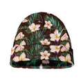 Tropical Frangipani Flower Print Beanie