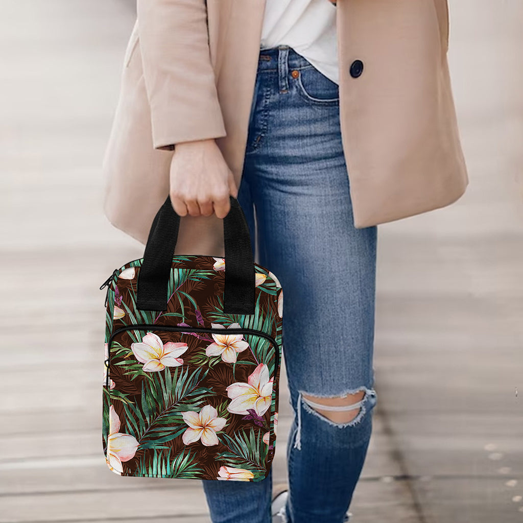 Tropical Frangipani Flower Print Bible Tote Bag