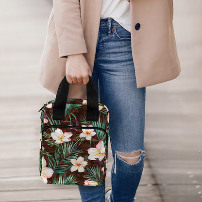 Tropical Frangipani Flower Print Bible Tote Bag