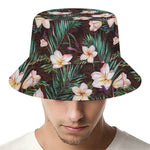 Tropical Frangipani Flower Print Bucket Hat