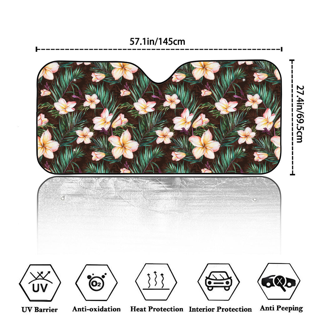 Tropical Frangipani Flower Print Car Windshield Sun Shade