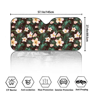 Tropical Frangipani Flower Print Car Windshield Sun Shade