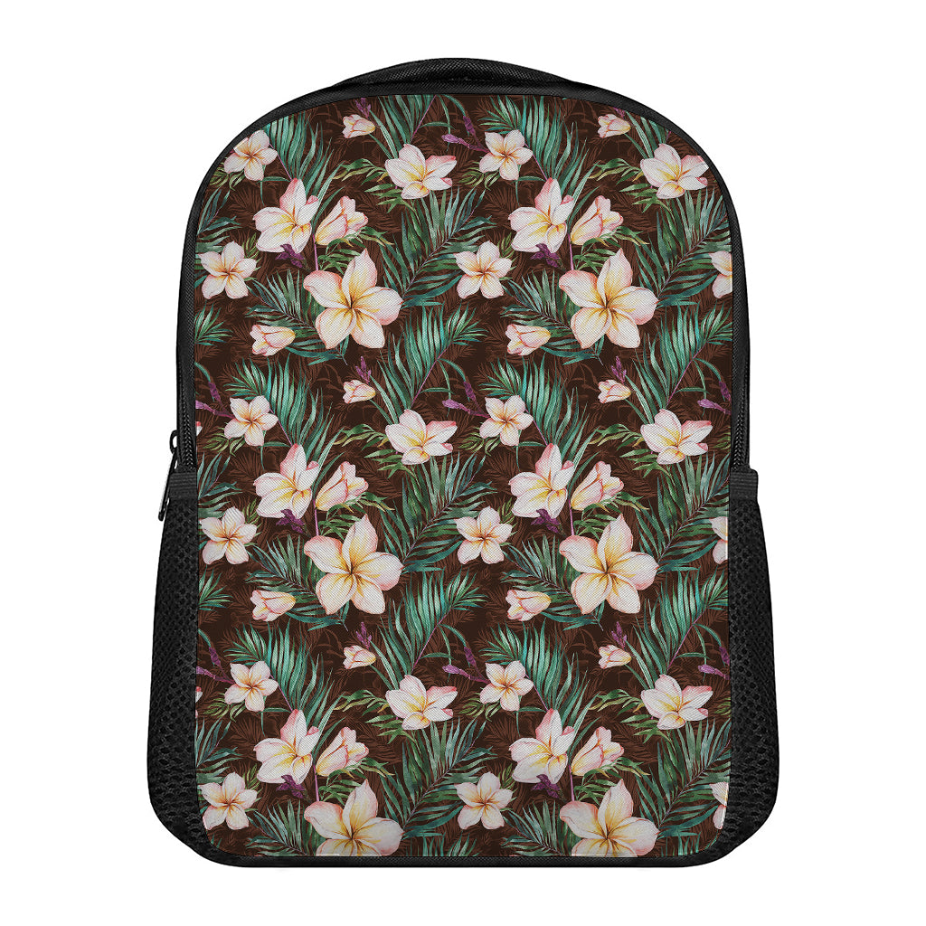 Tropical Frangipani Flower Print Casual Backpack