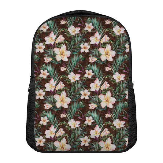 Tropical Frangipani Flower Print Casual Backpack