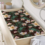 Tropical Frangipani Flower Print Changing Pad Cover