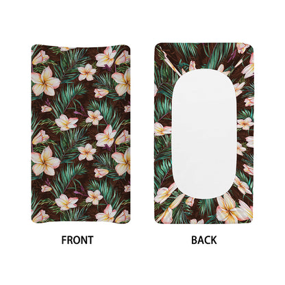 Tropical Frangipani Flower Print Changing Pad Cover