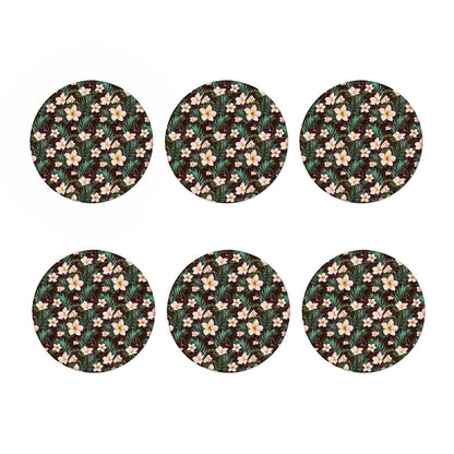 Tropical Frangipani Flower Print Coaster Set