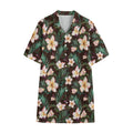 Tropical Frangipani Flower Print Cotton Hawaiian Shirt