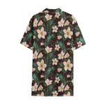 Tropical Frangipani Flower Print Cotton Hawaiian Shirt
