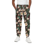 Tropical Frangipani Flower Print Cotton Pants
