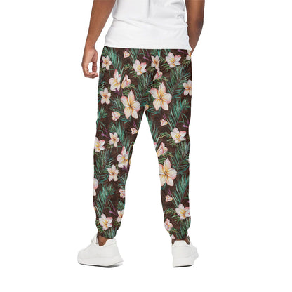 Tropical Frangipani Flower Print Cotton Pants