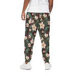 Tropical Frangipani Flower Print Cotton Pants