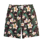 Tropical Frangipani Flower Print Cotton Shorts