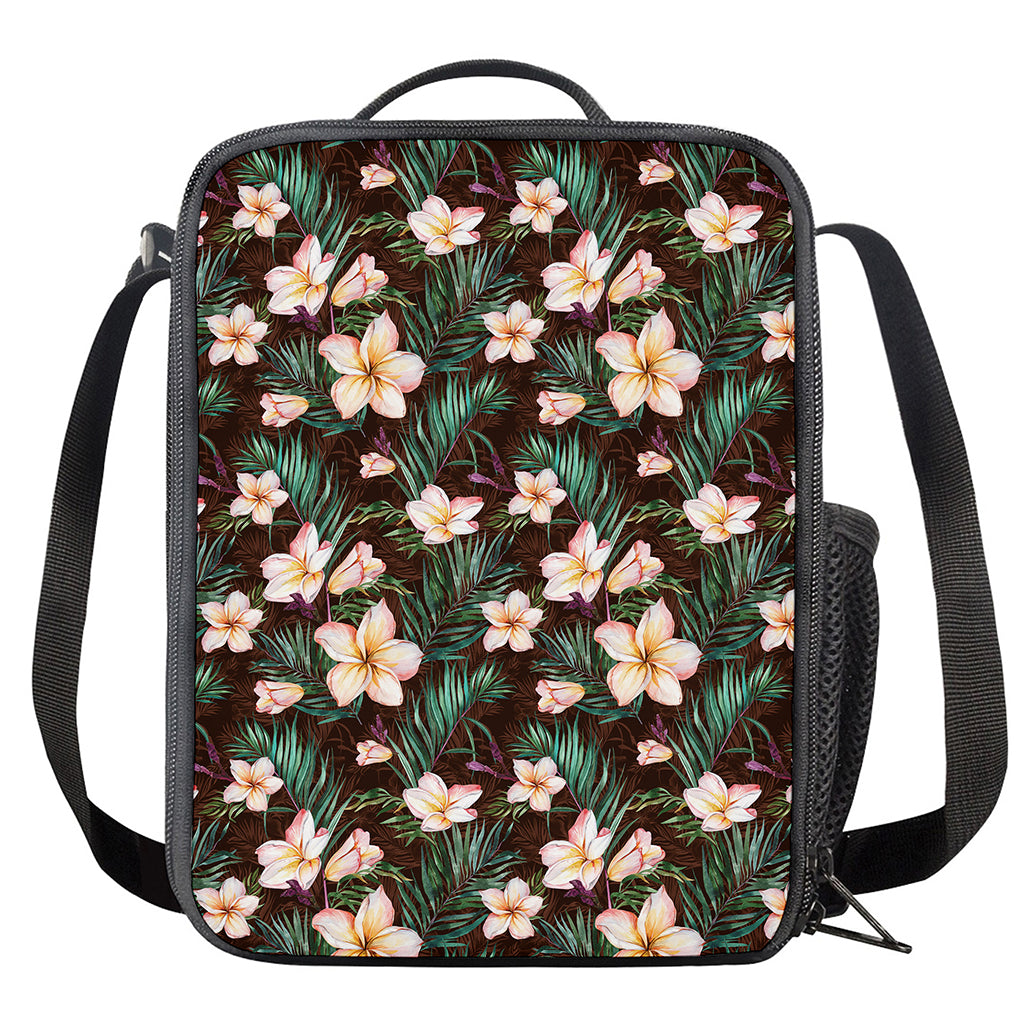 Tropical Frangipani Flower Print Crossbody Lunch Bag