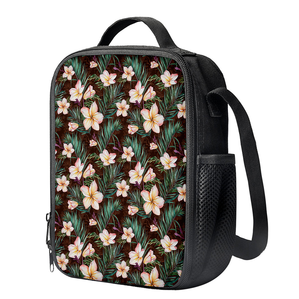 Tropical Frangipani Flower Print Crossbody Lunch Bag