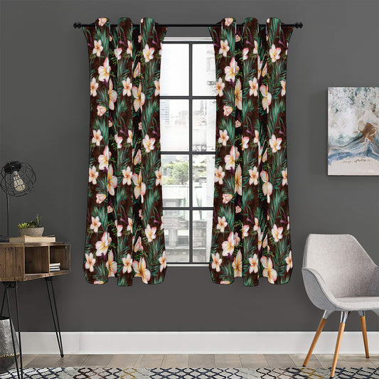 Tropical Frangipani Flower Print Curtain