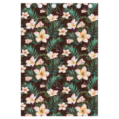Tropical Frangipani Flower Print Curtain