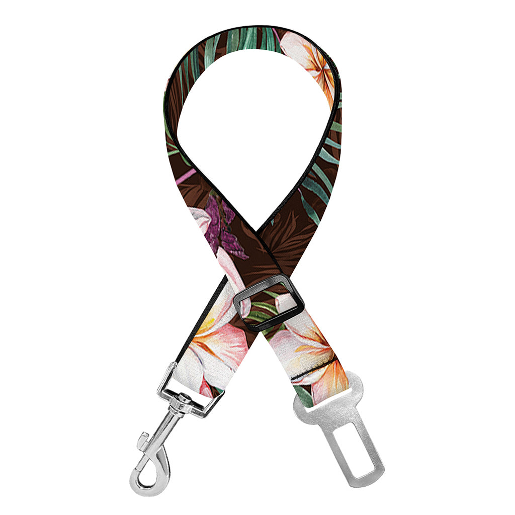 Tropical Frangipani Flower Print Dog Seat Belt