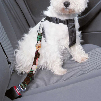 Tropical Frangipani Flower Print Dog Seat Belt