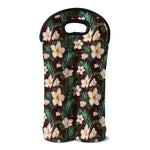 Tropical Frangipani Flower Print Double Neoprene Wine Tote