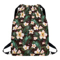 Tropical Frangipani Flower Print Drawstring Backpack