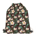 Tropical Frangipani Flower Print Drawstring Bag