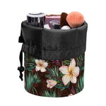 Tropical Frangipani Flower Print Drawstring Makeup Bag
