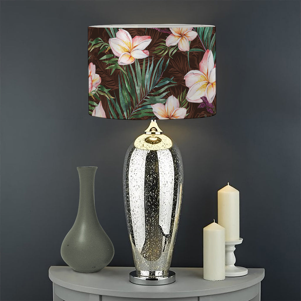 Tropical Frangipani Flower Print Drum Lamp Shade
