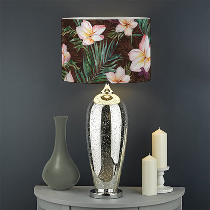 Tropical Frangipani Flower Print Drum Lamp Shade