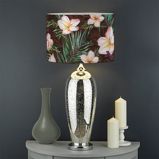 Tropical Frangipani Flower Print Drum Lamp Shade