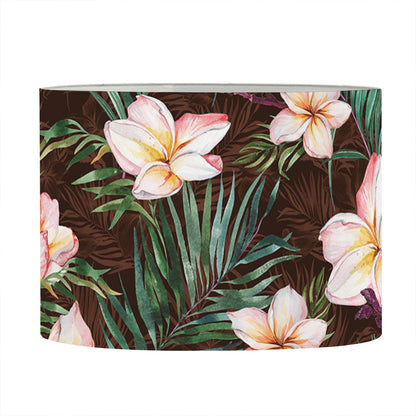 Tropical Frangipani Flower Print Drum Lamp Shade