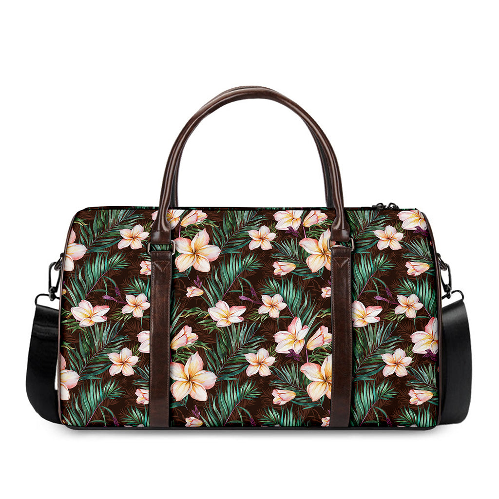 Tropical Frangipani Flower Print Duffle Bag