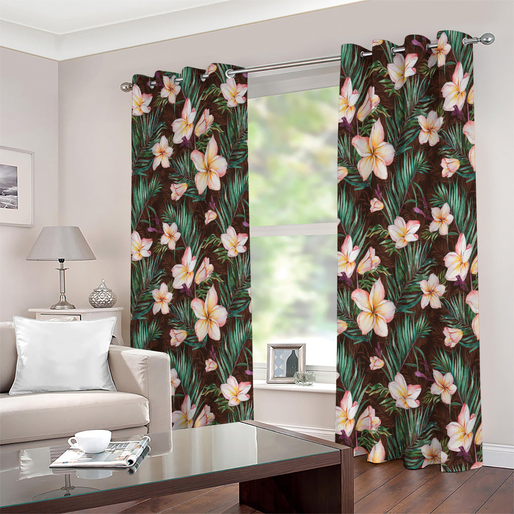 Tropical Frangipani Flower Print Extra Wide Grommet Curtains