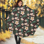 Tropical Frangipani Flower Print Foldable Umbrella