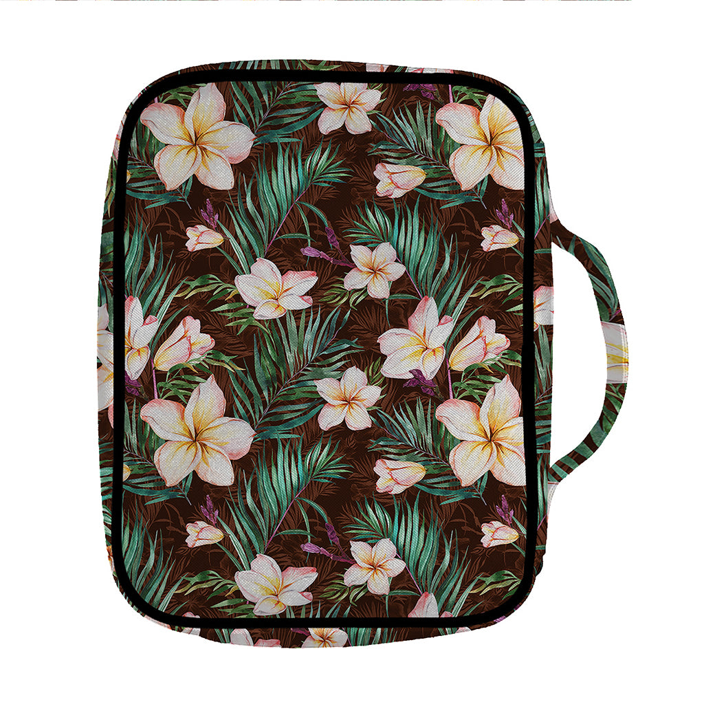 Tropical Frangipani Flower Print Front Pocket Bible Bag