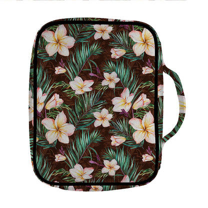 Tropical Frangipani Flower Print Front Pocket Bible Bag