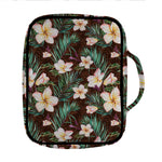 Tropical Frangipani Flower Print Front Pocket Bible Bag