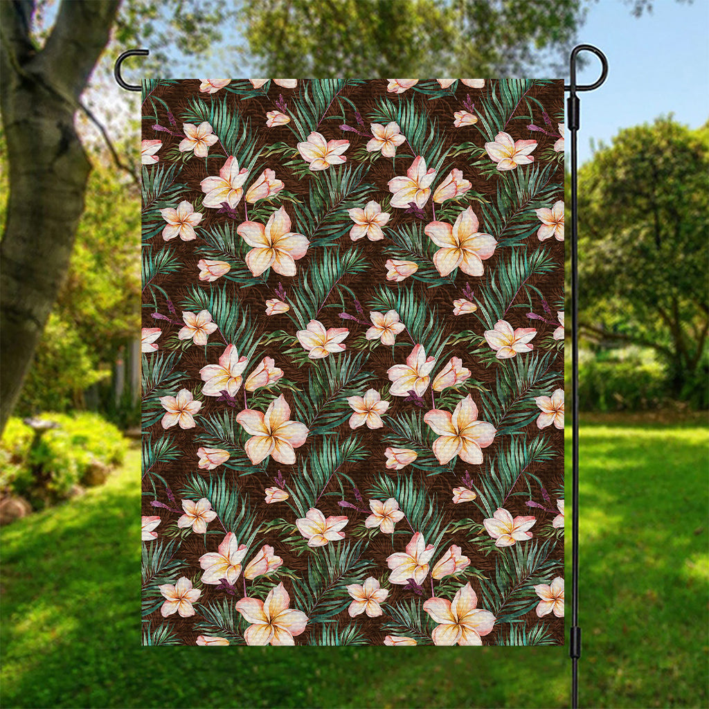 Tropical Frangipani Flower Print Garden Flag