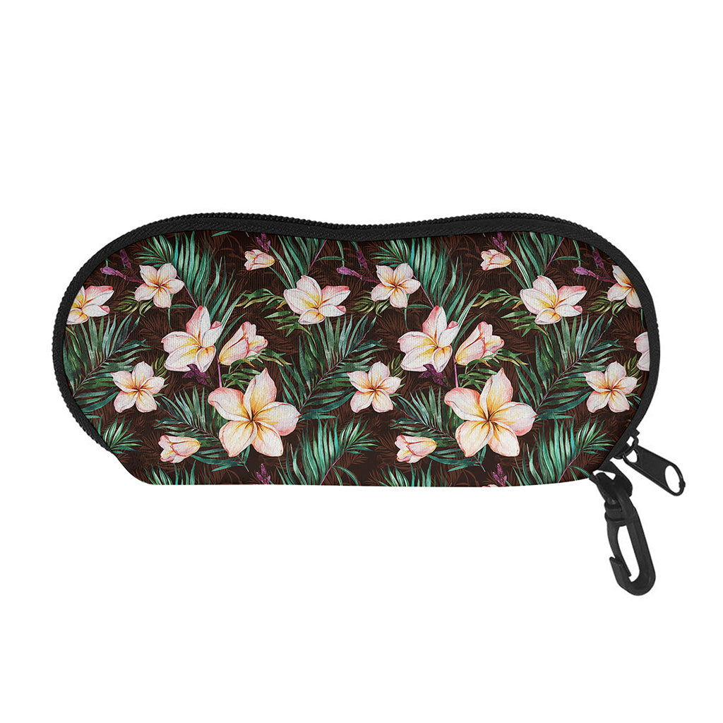 Tropical Frangipani Flower Print Glasses Case