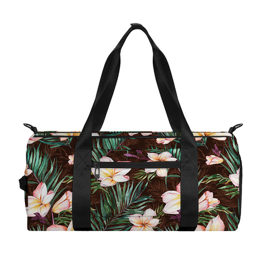 Tropical Frangipani Flower Print Gym Bag