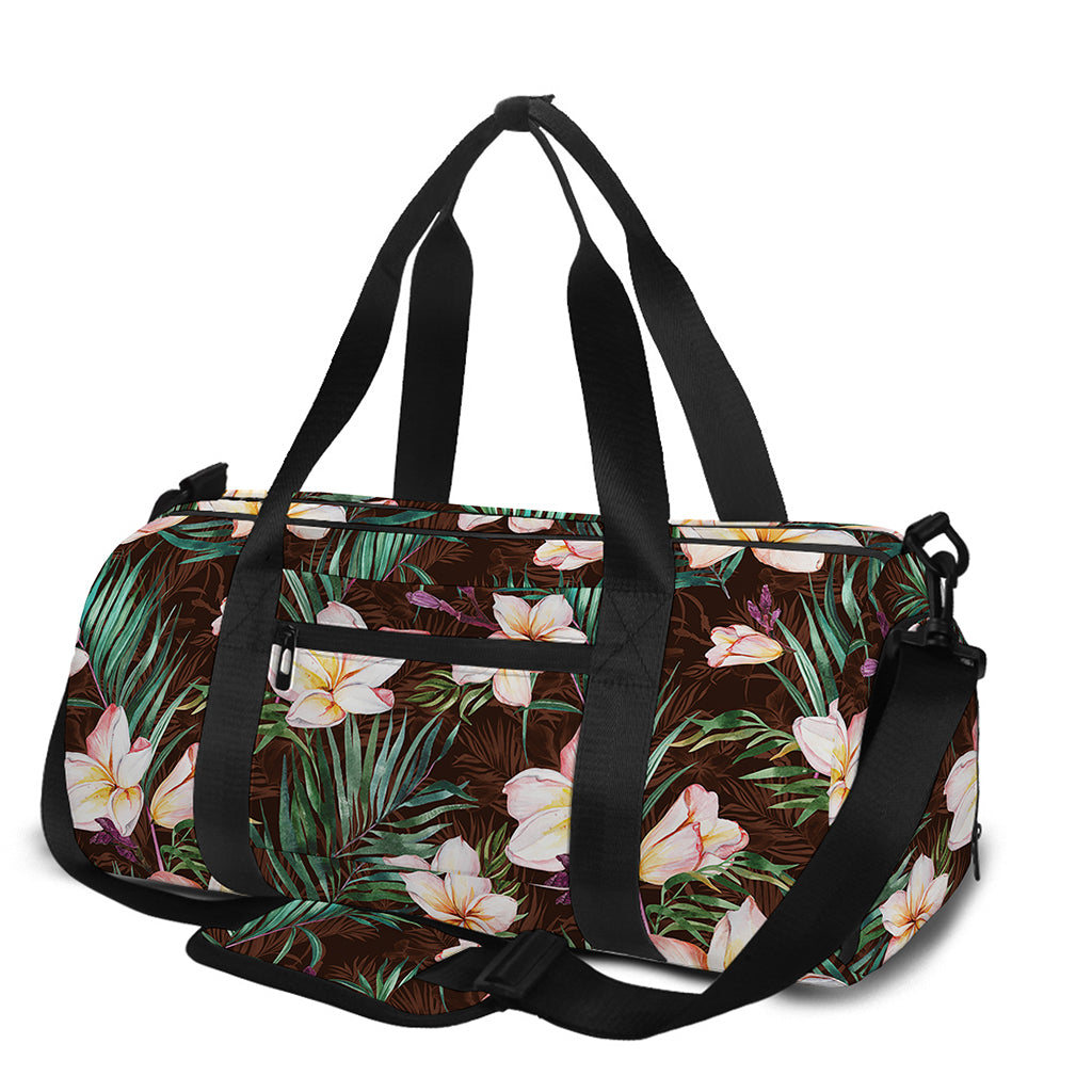 Tropical Frangipani Flower Print Gym Bag