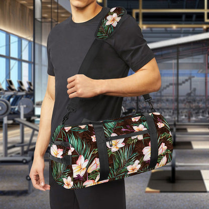 Tropical Frangipani Flower Print Gym Bag
