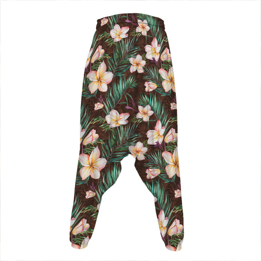 Tropical Frangipani Flower Print Hammer Pants