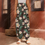 Tropical Frangipani Flower Print Harem Pants